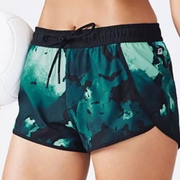 Fabletics Carrie Athletic Shorts Womens XS Green Black Drawstring Running - Picture 1 of 10